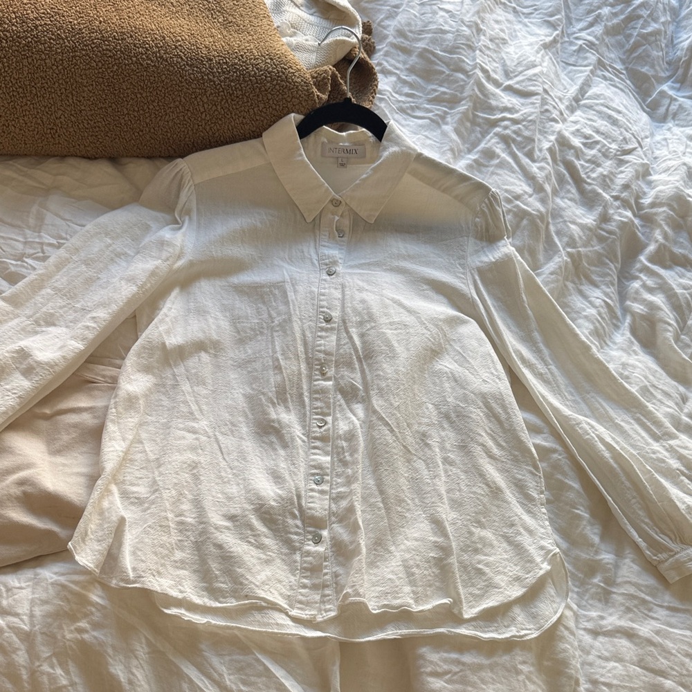 Intermix Cream Button-Up Blouse - image 1